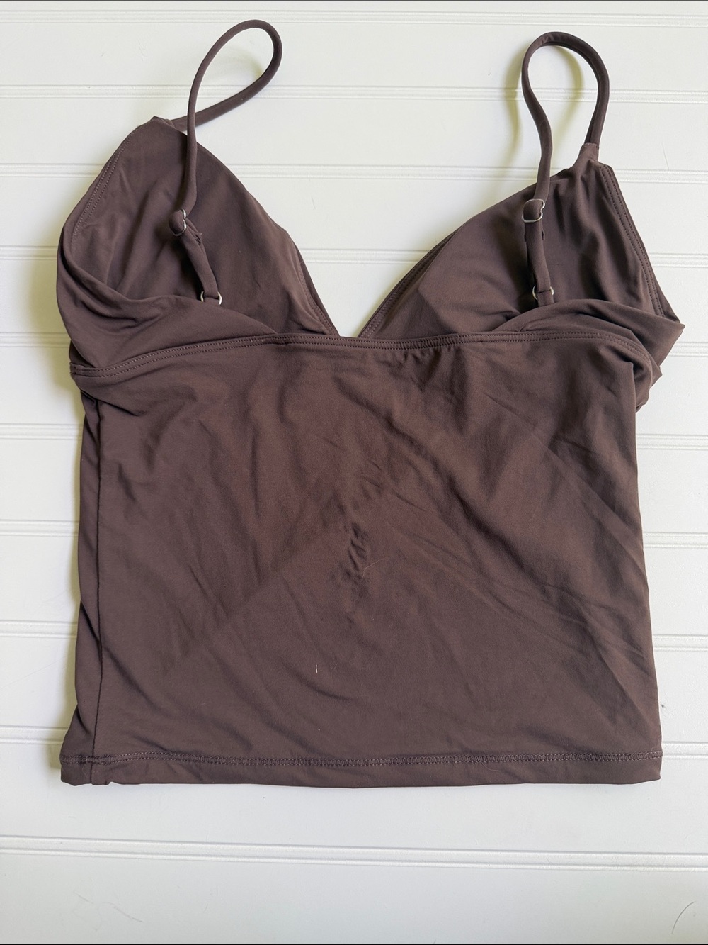 (339)Women’s Brown Tankini Top with Built-In Support - Picture 3 of 5